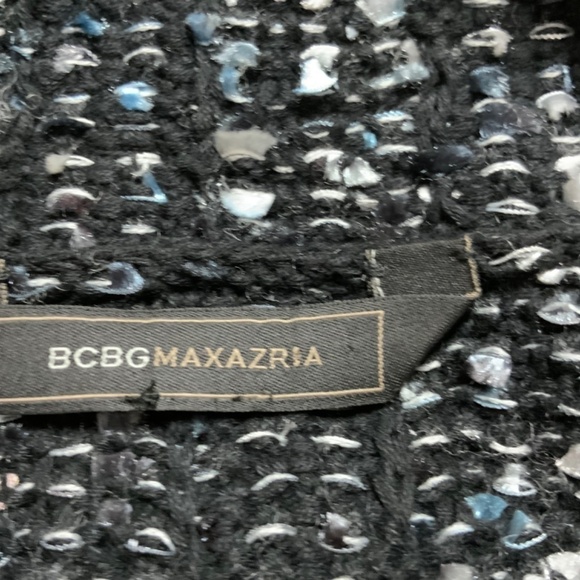 BCBGMAXAZRIA 100% Cotton Reeve Moto Cardigan Boucle Tweed Cropped Jacket Sz S - Picture 8 of 10